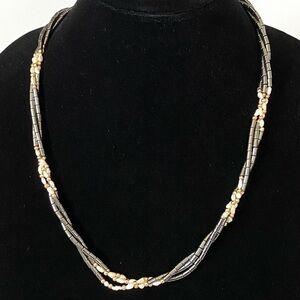 Necklace Hematite Beads & Freshwater Pearl 23”